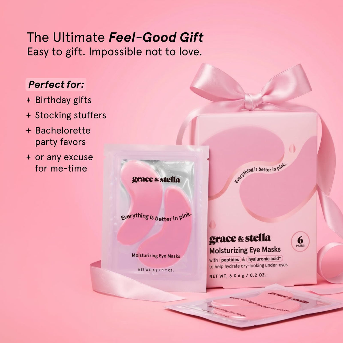 grace & stella Award Winning Under Eye Patches for Dark Circles - Illuminating Under Eye Masks for Puffy Eyes - Undereye Gel Patches with Niacinamide - Vegan - Gifts for Sisters (6 Pairs, Blue)