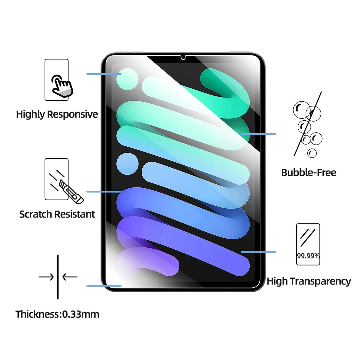 NEW'C for iPad Air 5/4, iPad Pro 11-inch Screen Protector Tempered Glass