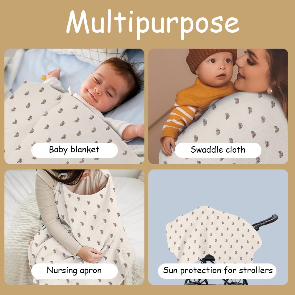 Aolso Breastfeeding Cover Nursing Cover, Muslin Cotton Soft Breathable Nursing Cover, Adjustable Strap Breast Feeding Coverall for Car Seat Blanket and Stroller Coverall (Green)
