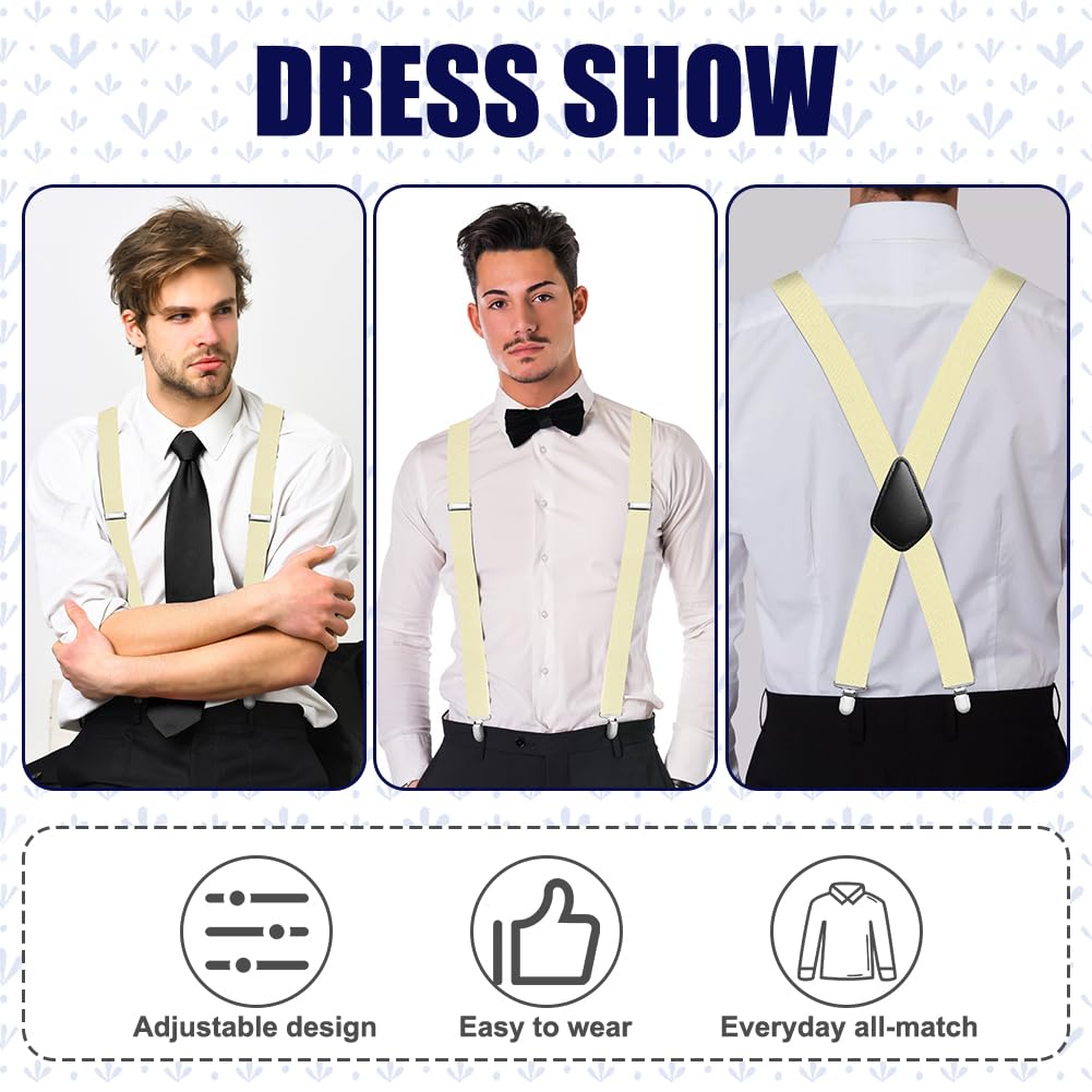 Aomig Mens Braces, Mens Suspenders with Strong Metal Clips, 3.5cm Wide Heavy Duty Suspenders for Men Women Business Wedding Casual