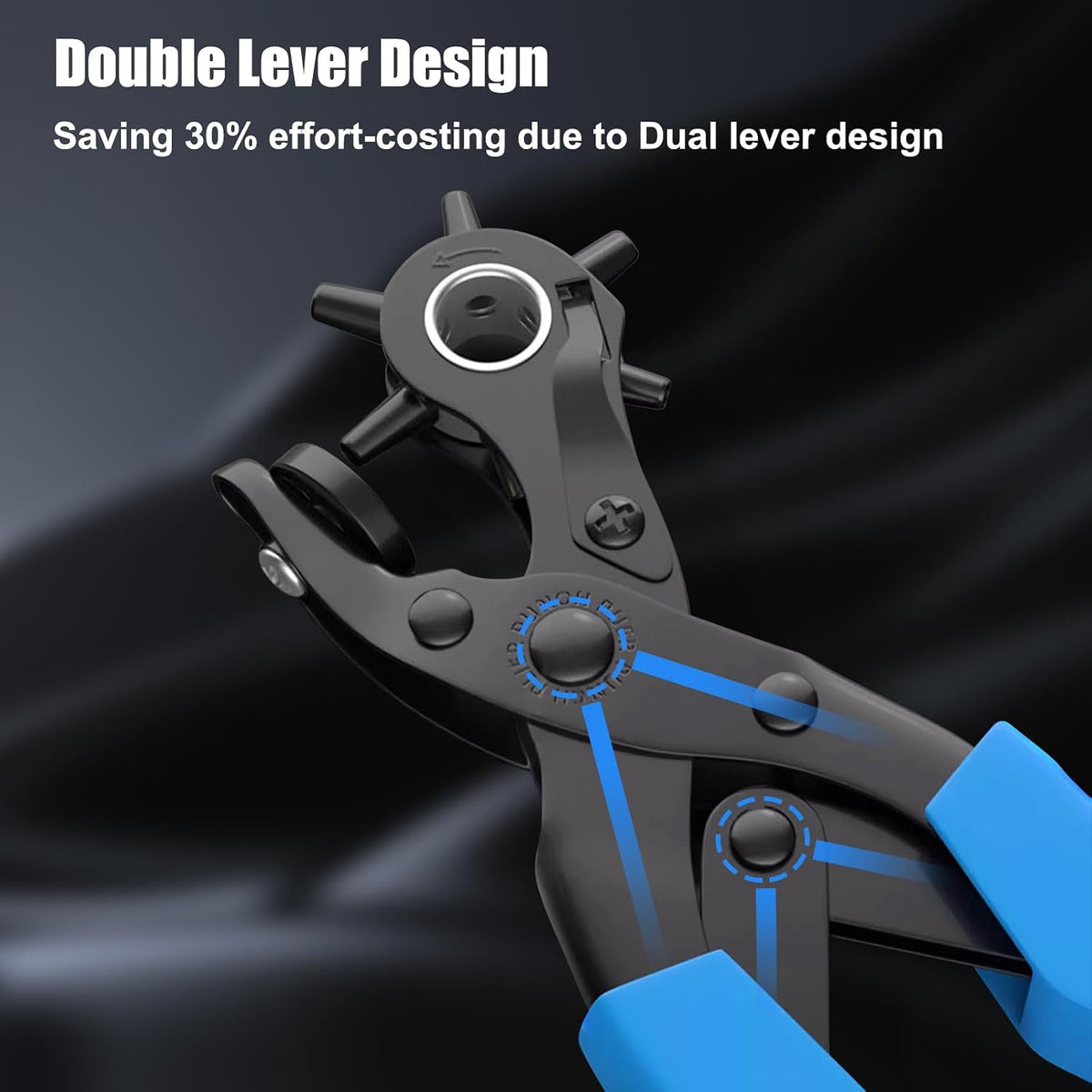 Diyife Belt Hole Puncher for Leather, 6 Sizes, Effortless Dual-Lever Design