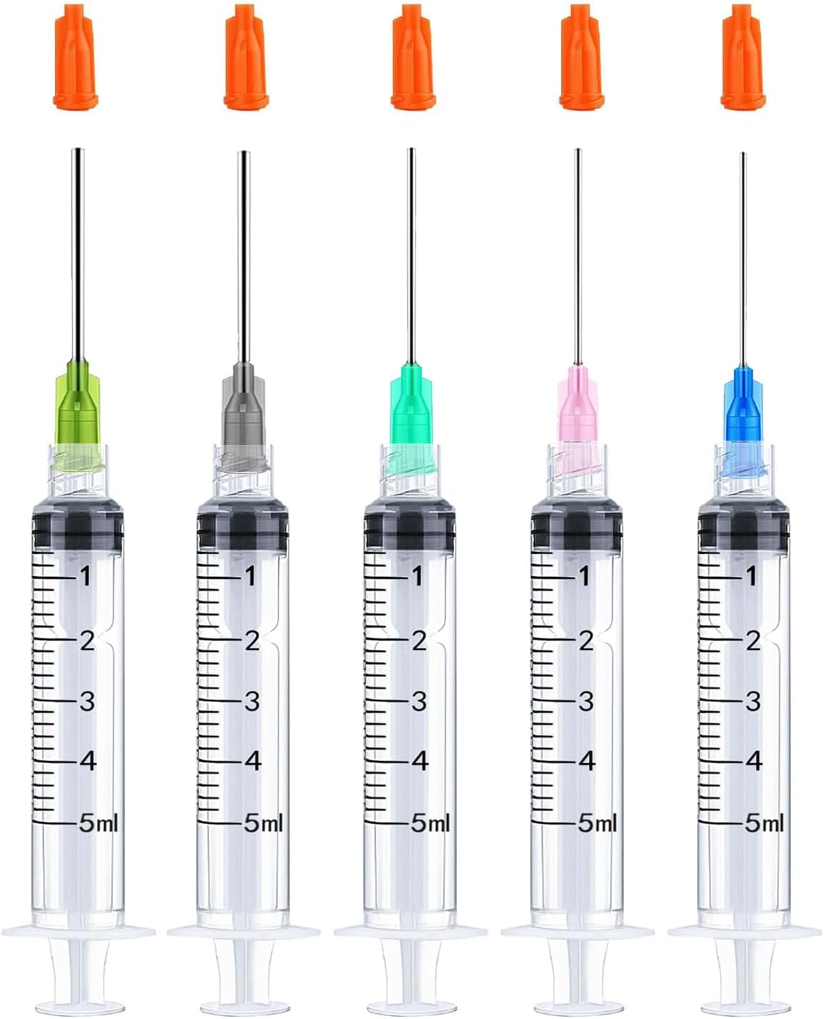 5Pack 5ml Ink Filling Syringe Luer Lock Plastic Syringes with Cap