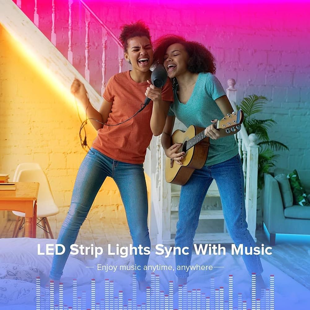 Led Strip Lights 1M/3.28ft, TV LED Backlight with Smart App Control Remote, 5050 RGB Music Sync Colour Changing, USB Smart LED Strip Light for TV,Computer, Monitor, Bedroom, Party and Home Decoration