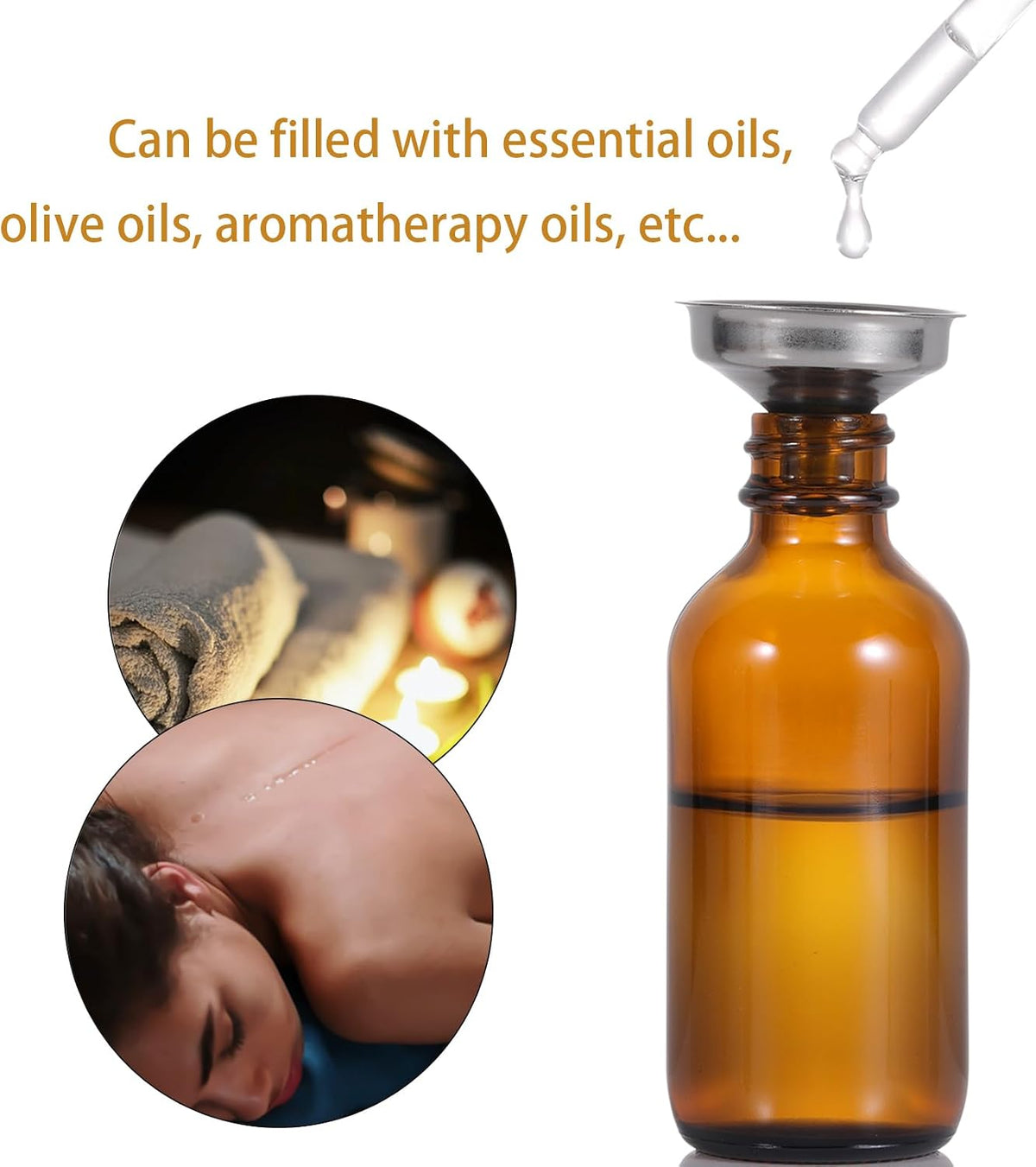 Amber Glass Dropper Bottle,2pcs 60ml Small Empty Reusable Eliquid Pipette Ear Dropper Bottles Suitable for Essential Oils Massage Perfumery Aromatherapy Laboratory Fragrances Pharmacist Bottle