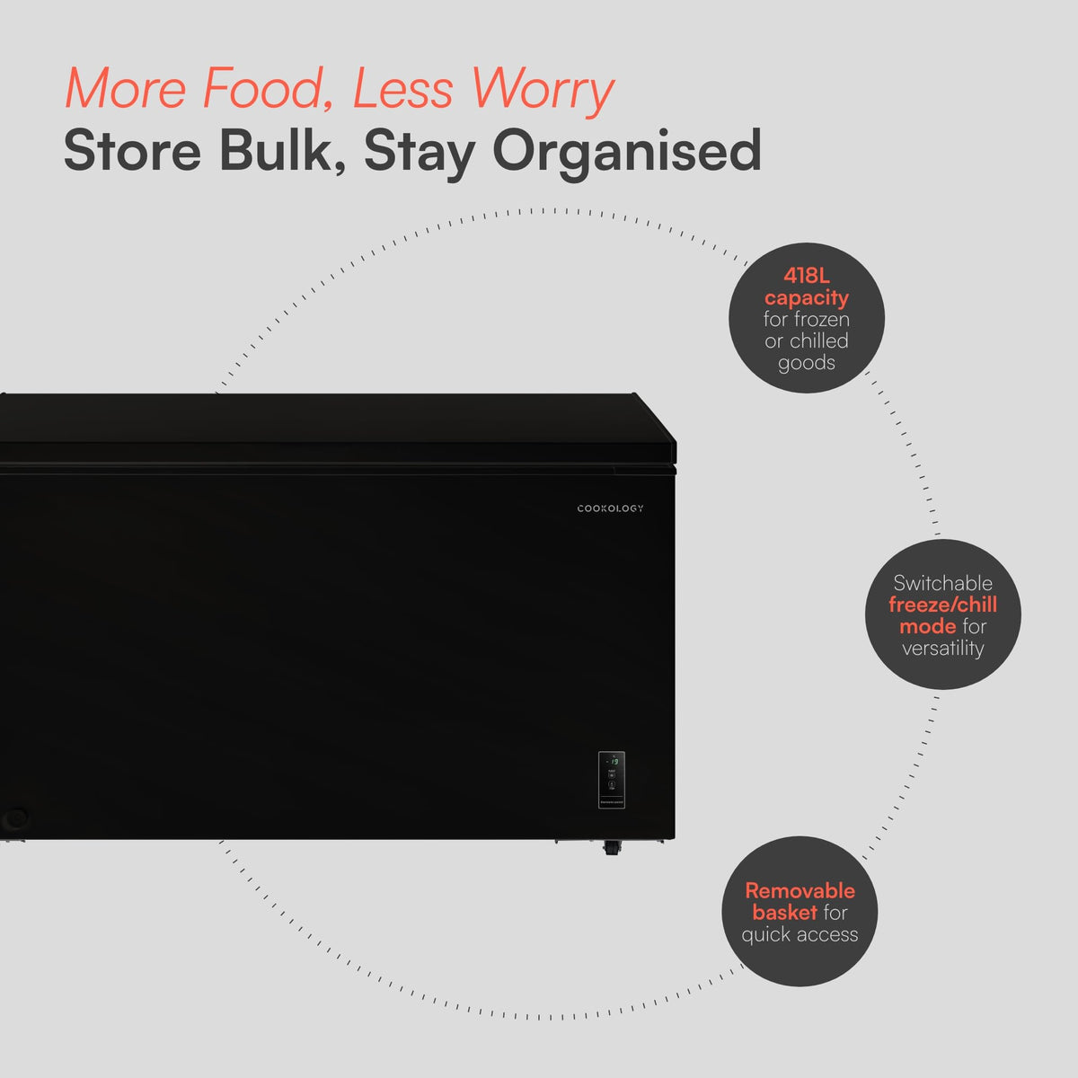 Cookology 99L Freestanding Chest Freezer - Adjustable Feet - White