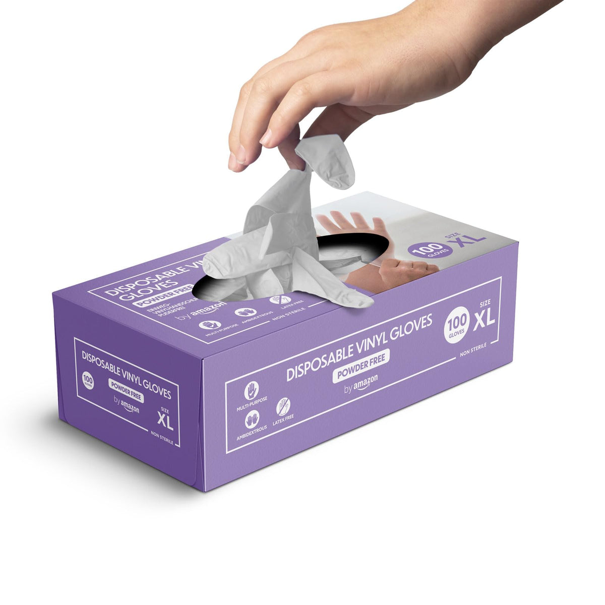 by Amazon Disposable Vinyl Gloves, Powder-free, Latex-free, Size S, Pack of 100, Transparent