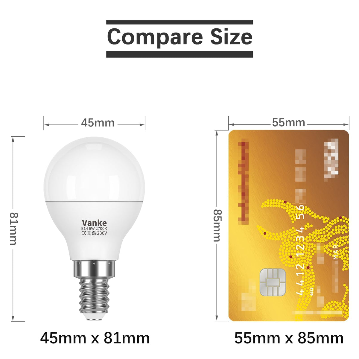 Vanke E14 LED Light Bulb, Warm White 2700K, 6W (40W Equivalent), Pack of 3