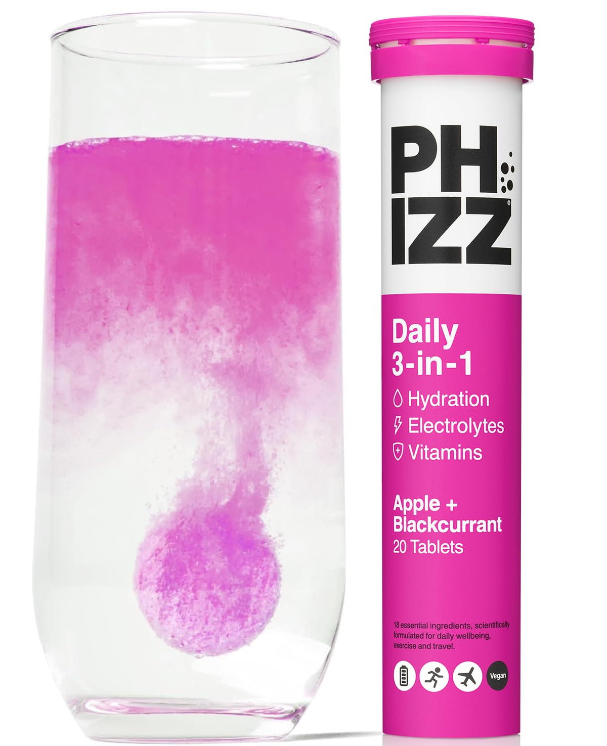 Phizz Electrolytes, Multivitamin & Hydration Tablets - 60 Effervescent Rehydration Electrolyte Tablets - 18 Vitamins & Minerals, Vitamin C, Vegan, Vegetarian & Low Calorie (Lemon, 60 Tablet)