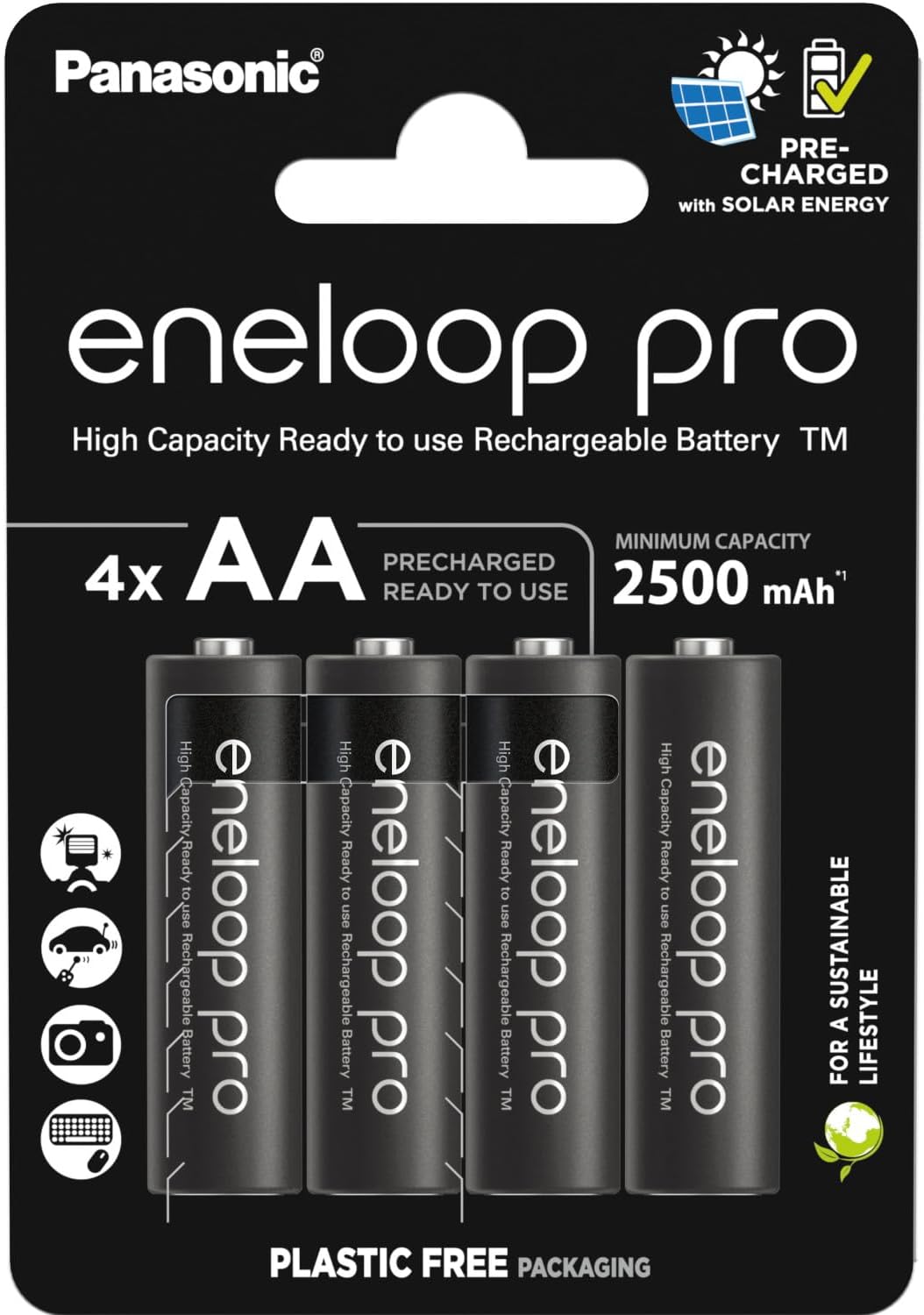 eneloop pro Rechargeable AA Batteries (4 Pack) 2500 mAh NiMH
