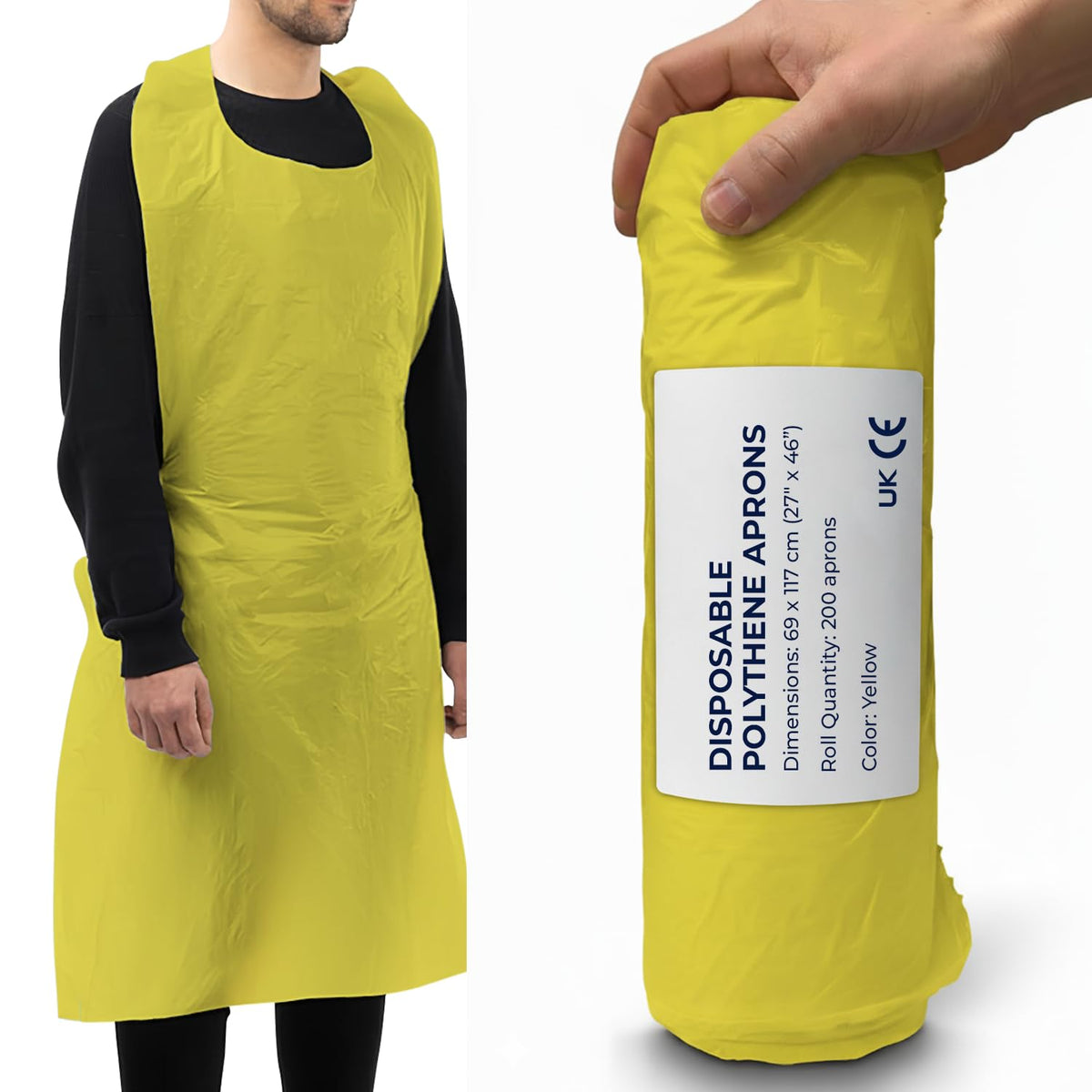 Disposable Aprons Blue Flat Pack of 500 Waterproof Plastic for Catering