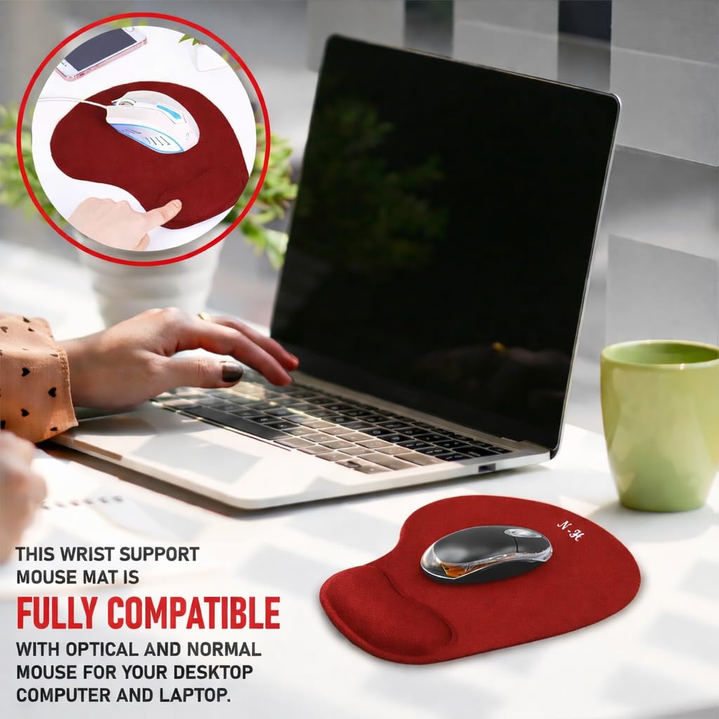 Mouse Mat ANTI-SLIP COMFORT MOUSE PAD MAT WITH GEL FOAM REST WRIST SUPPORT FOR PC LAPTOP (Blue, Regular)