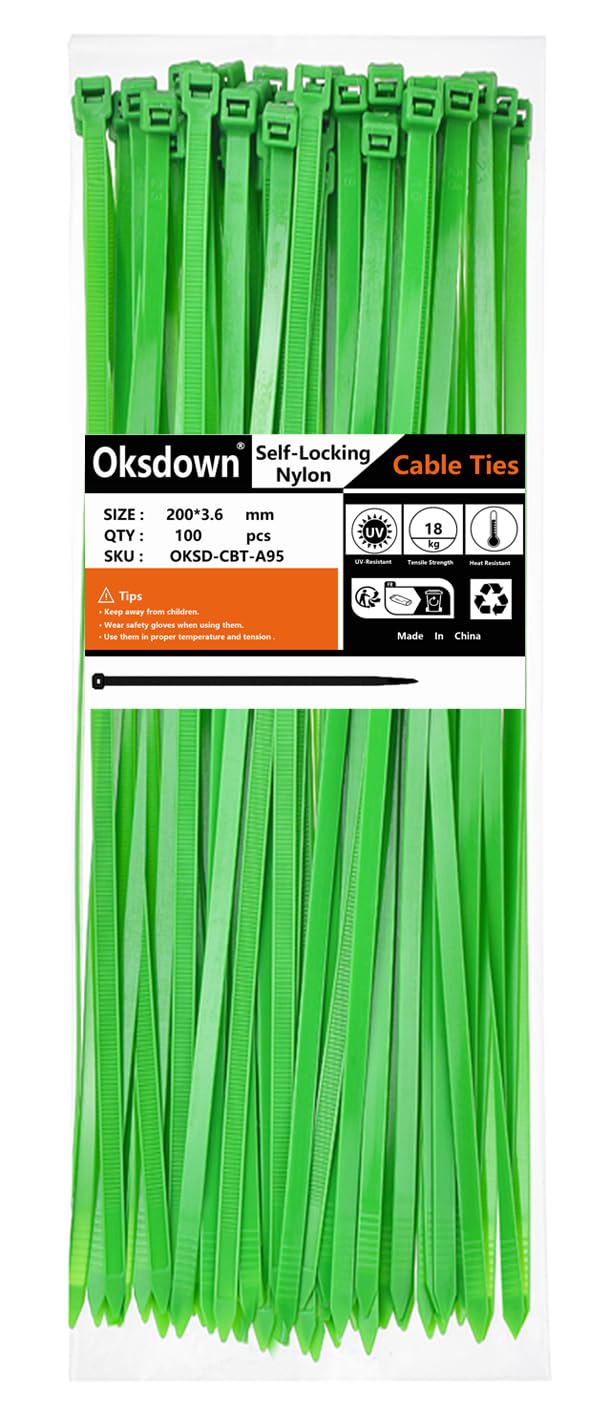 100 Pack Yellow Plastic Cable Ties 300mm×3.6mm Heavy Duty Strong Nylon Premium Self Locking 12 inch/30 cm Long Zip Tie Wraps