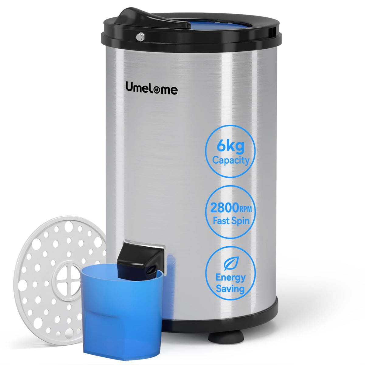Spin Dryer 6kg Umelome, 2800 RPM Energy Saving Clothes Spinner, White