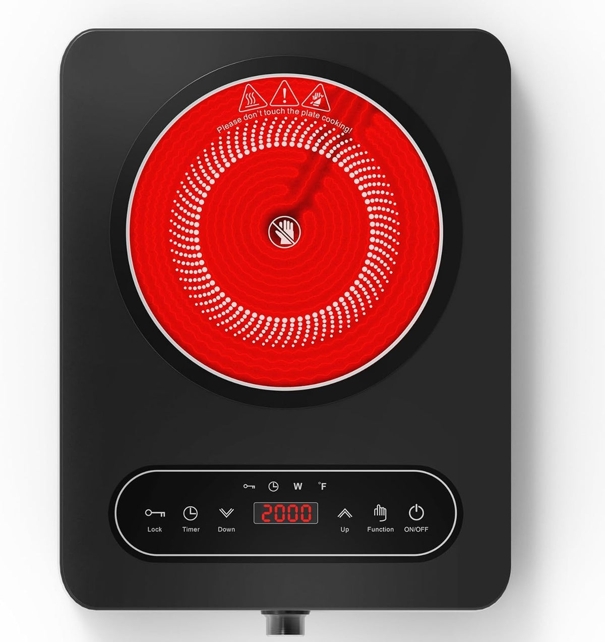 VBGK Double Induction Hob,220V 3600W 2 Ring Induction Hob with Knob Control,9 Power Levels, Kids Lock & Timer,LED Touch Control,Overheat Protection