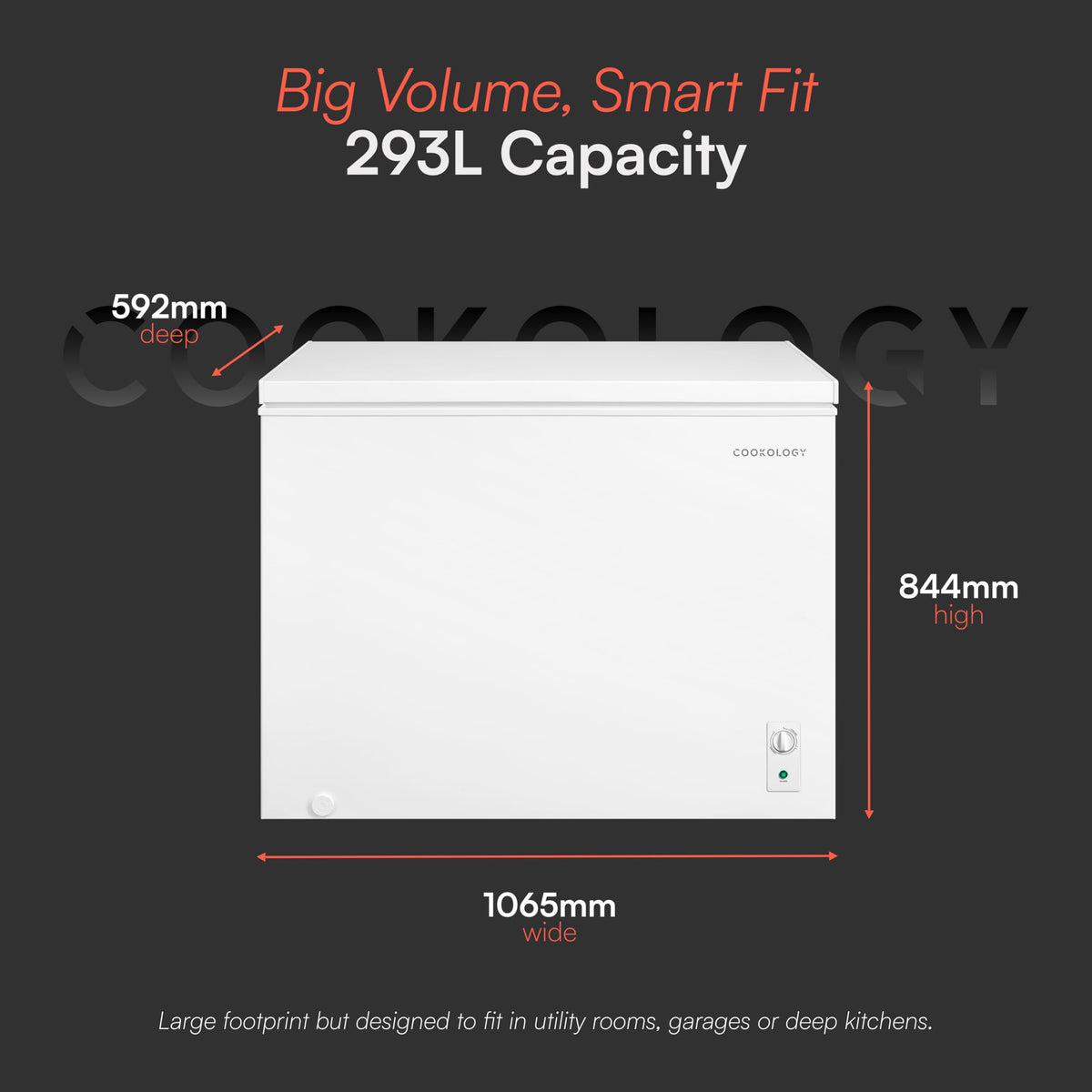 Cookology 99L Freestanding Chest Freezer - Adjustable Feet - White