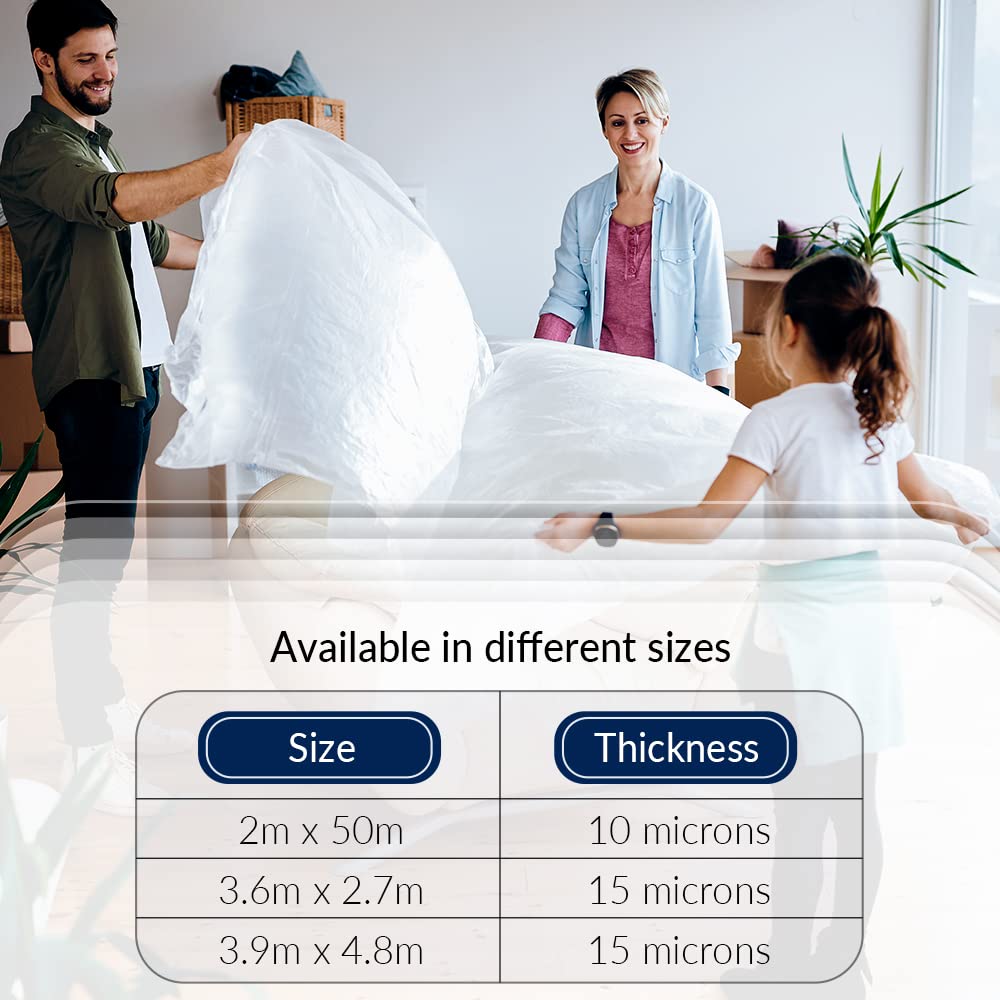 ARVO 6 Pack Extra Large Plastic Dust Sheets for Decorating - 3.6m x 2.75m (12ft x 9ft), Waterproof Polythene for Painting, Furniture, Floor Protection, Ideal with Paint Coveralls