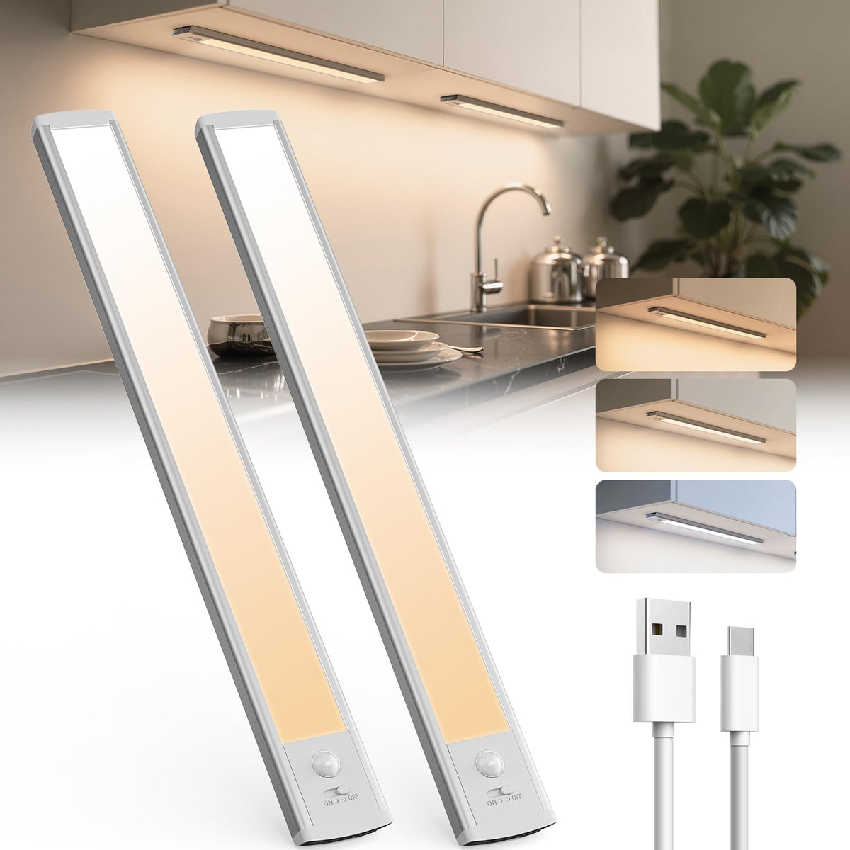 20cm Under Cabinet Kitchen Lights, Motion Sensor Lights Indoor