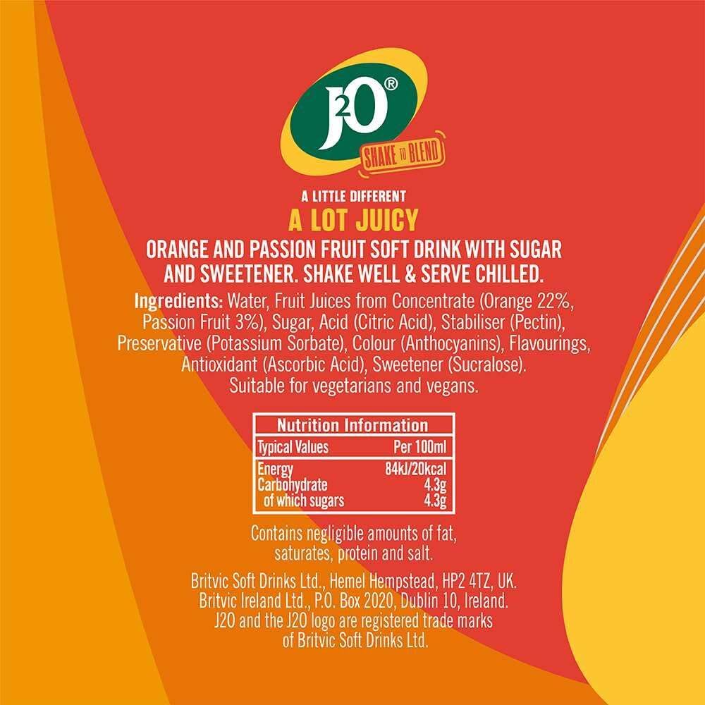 J2O Orange & Passionfruit Juice Blend | 250ml Can | 12 Pack