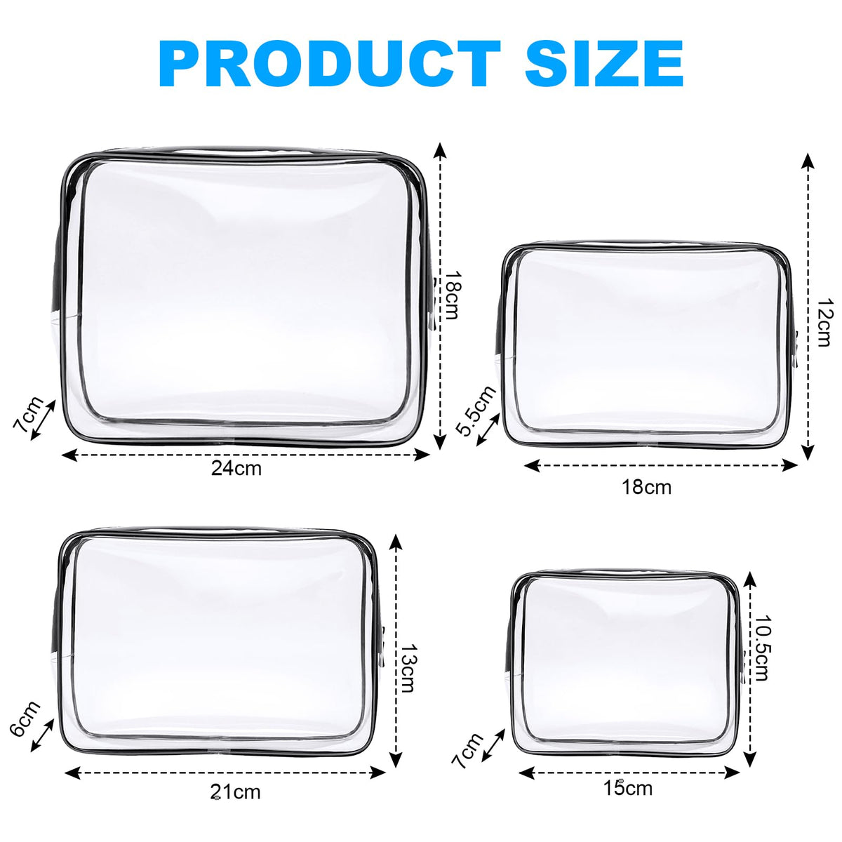 Aucuu Clear Toiletries Bag, 3 Pack PVC Waterproof Toiletries Carry Pouch, TSA Approved Travel Toiletry Bag with Zipper, Multi-Size Cosmetic Makeup Bags for Men, Women and Kids - Travel Business