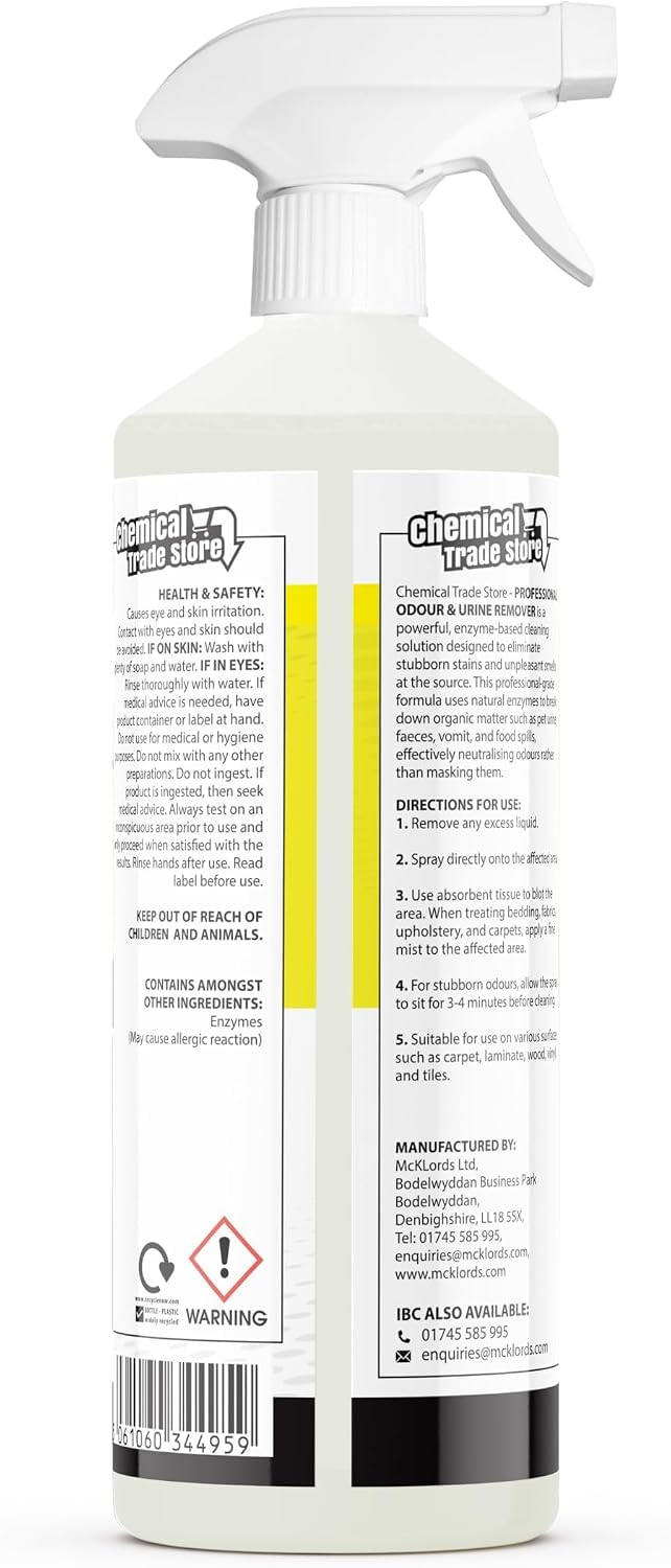 Enzyme Odour & Urine Remover 2.5L - Professional Pet Stain & Smell Eliminator - Safe for Carpets, Upholstery & Hard Floors