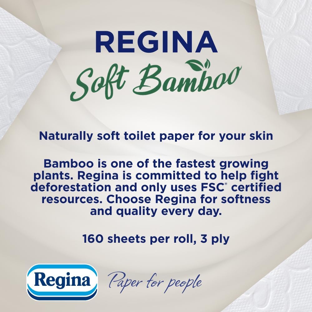 Regina Soft Bamboo, 9 Rolls of Toilet Tissue, 3-Ply