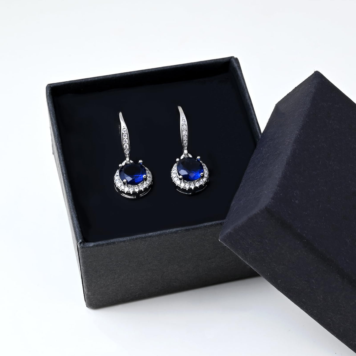 Birthstone Drop Earrings for Women, Silver Plated Dangle Earrings