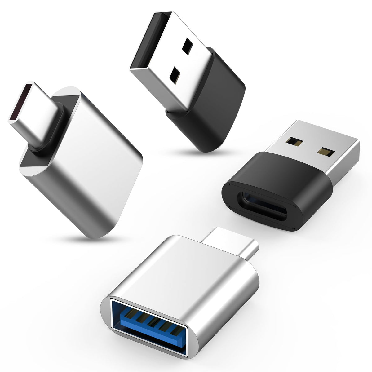 4Pack USB C to USB 3.0 Adapter(2Pack)& USB 2.0 to USB C Adapter(2Pack), 5Gbps SuperSpeed Data Transfer and Charge USB Converter Compatible with iPhone16 15 Laptop Samsung