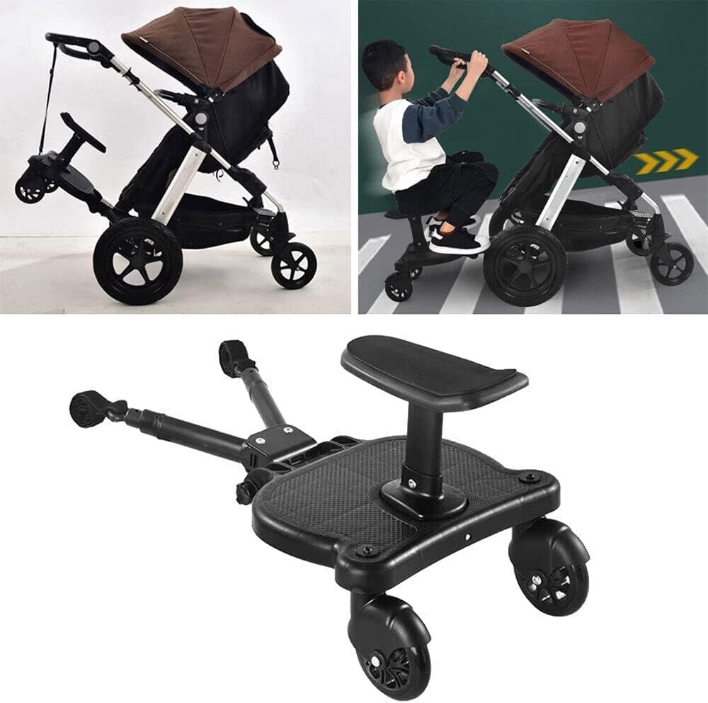 Youyijia Kiddy Boards Portable Buggy Board with Seat Pram Standing Board 360° Rotation,Pram Accessory Universal for Children from 2-7 Years Up to 25kg