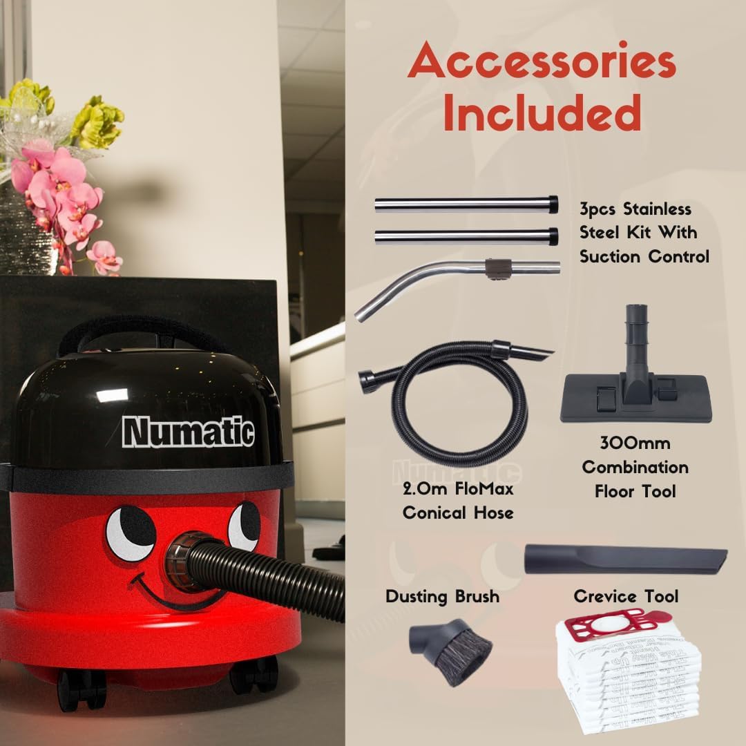 Numatic NRV240-11 Henry Vacuum Cleaner 620W 9L Commercial Dry Red - 3 Years Warranty - 2026 Model