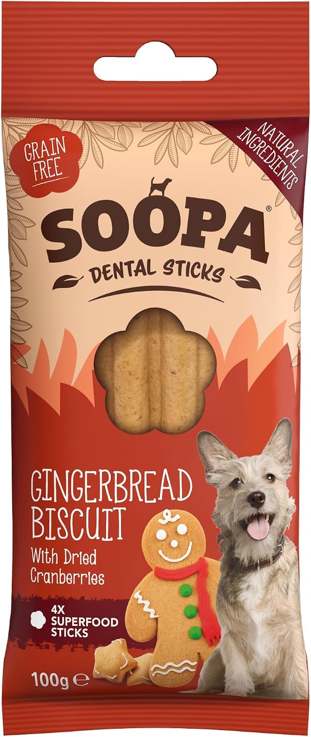 Soopa Carrot & Pumpkin Dog Dental Sticks, Chews to Clean Teeth, 100 g, 1-Pk