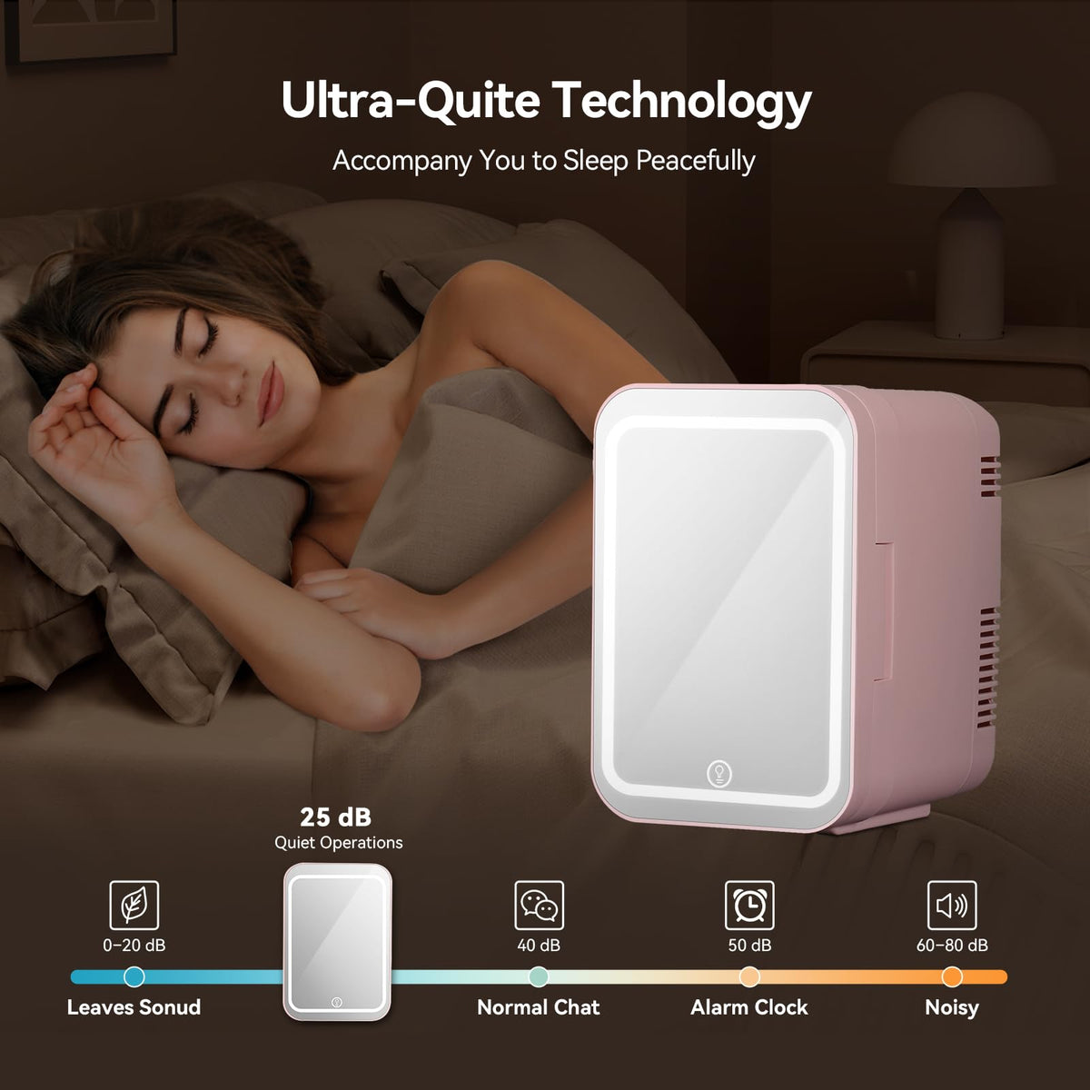 4 Liter Mini Fridge with Dimmable LED Mirror, AC/DC Skincare Fridge