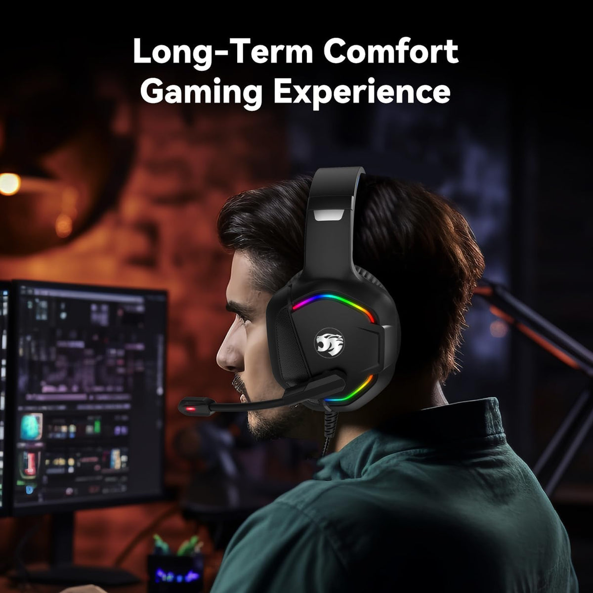 IMYB Gaming Headset with Microphone for Pc, Xbox One Series X/s, Ps4, Ps5, Stereo Wired Noise Cancelling Over-Ear Headphones with Mic, RGB, for Computer, Laptop, Mac, Gamer (White)