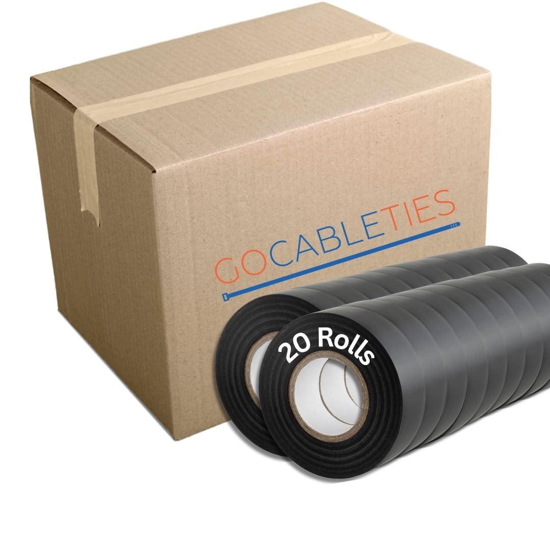 Gocableties Grey Electrical Tape, 19mm x 20m, Strong Self-Adhesive PVC Insulation Tape for Insulating, Repairing and Protecting Electrical Wires, 2 Rolls