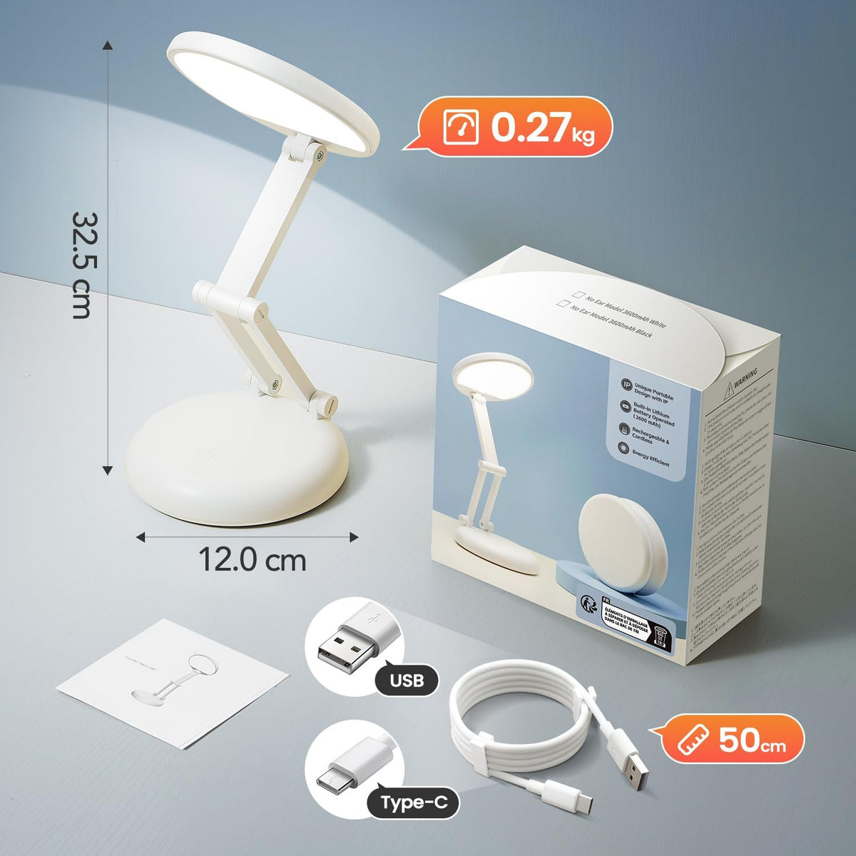 One Fire Rechargeable lamp, Portable Light, Reading Light,Long Battery Life