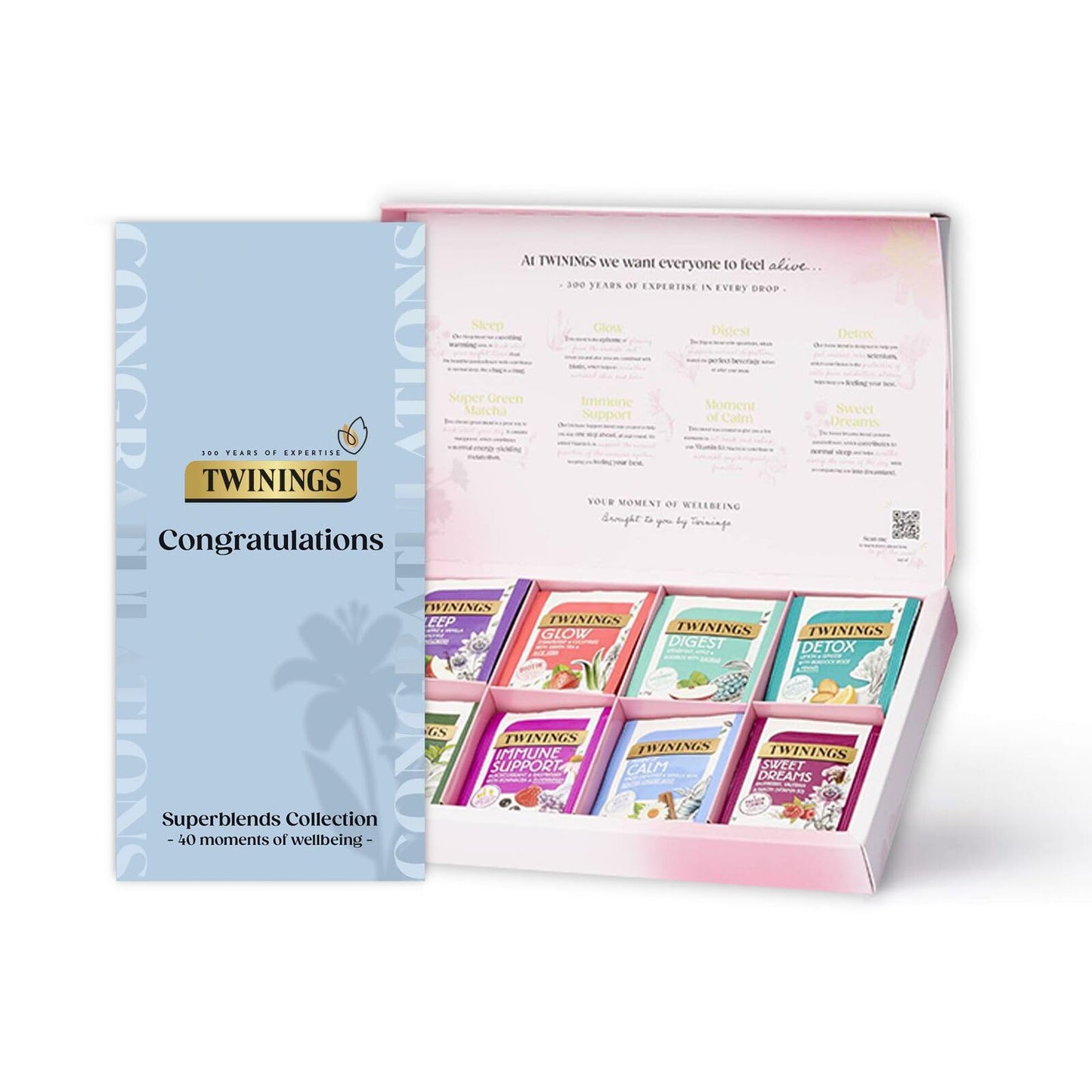 Twinings Thankyou Superblends Collection Gift Box | 40 Tea Bags | 8 Premium Green & Herbal Infusions | Gift Ideas for Women & Men