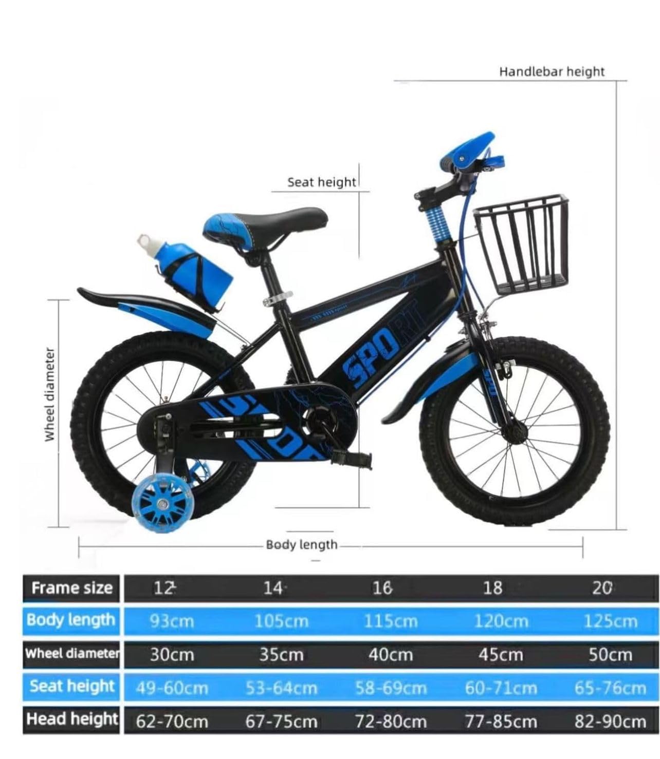 Kids Sport Bike, Tourer, Bicycle, Cycling, Boys Cycle, 12" 14" 16" 18" 20" Children’s Bicycle, Child Bikes, Adjustable Sport Bike 2-12 Years Old, Stabilisers,