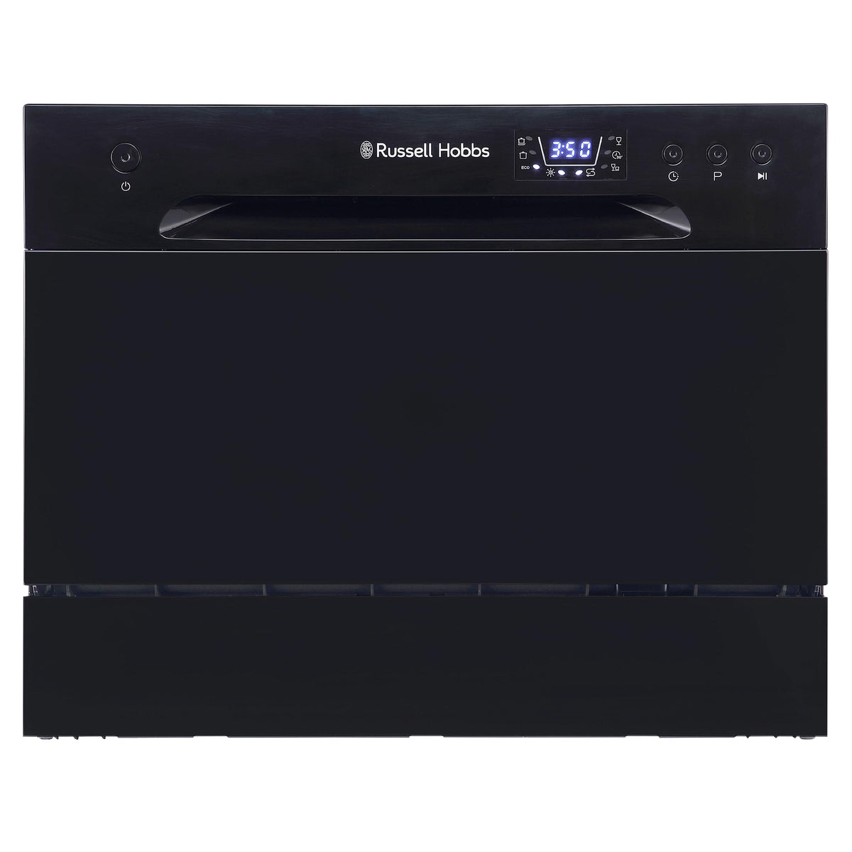 Russell Hobbs Table Top Dishwasher Compact Mini with 6 Place Settings, LED Display, Button Control, 6 Programmes, Portable & Efficient, 24hr Timer, Rinse & Eco Mode in White, RH6TTDW0D1W