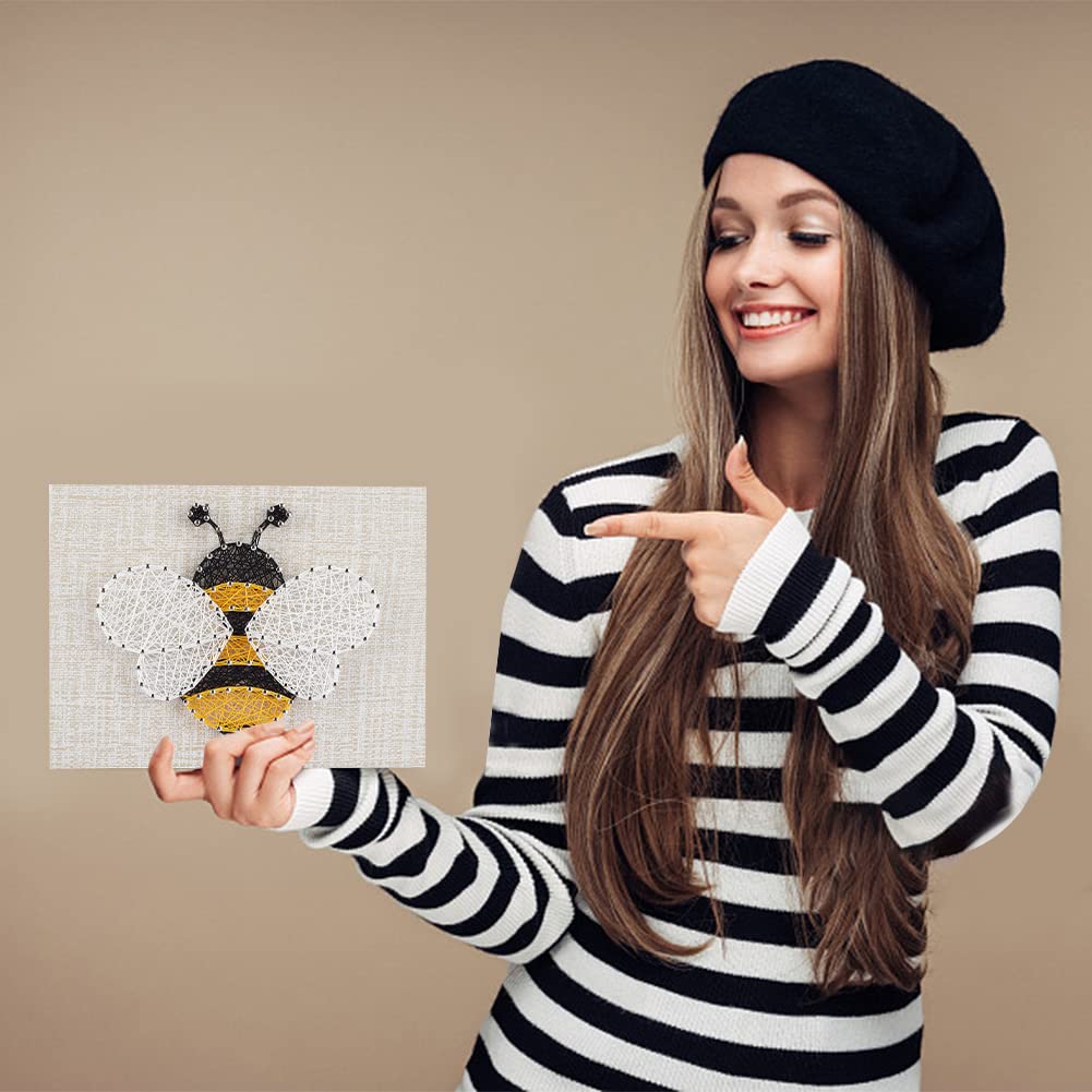 WEBEEDY 3D String Art Kit for Adults Beginners, DIY Bee String Art and Craft Kit Include All Accessories and Frame, Home Wall Decor Birthday Party Handmade Gift for Women Mother's Day Holiday