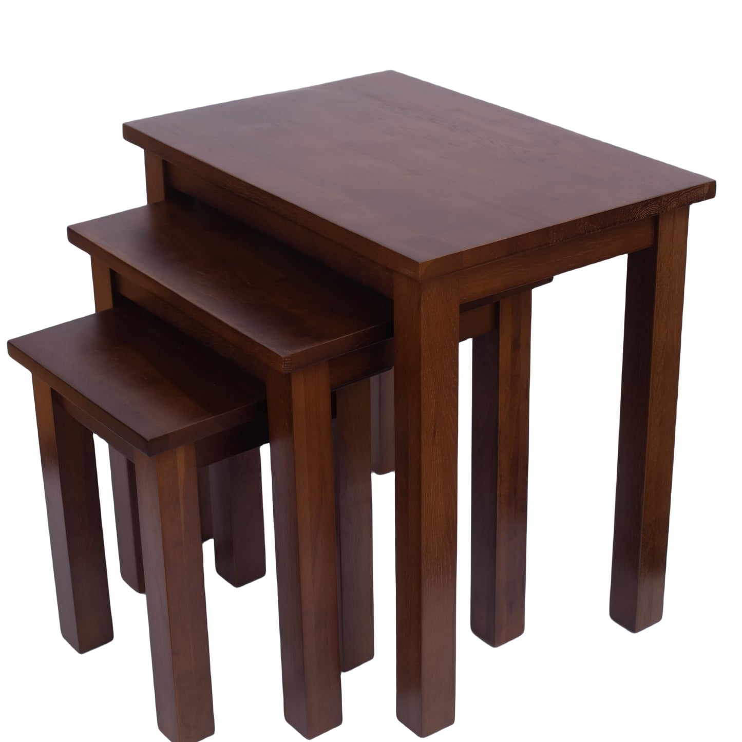 Oak 3 Nest of Tables, Solid Wooden Nesting Tables, Wooden Table Lamp, Plant Table, Multifunctional Nested Coffee Table, Side Tables for Living Room