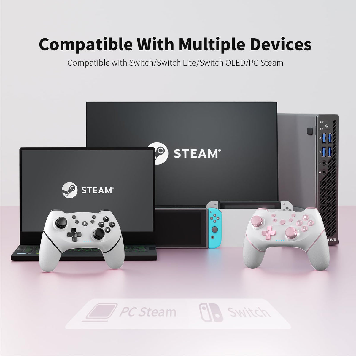 AceGamer 2pcs Wireless Controller for Switch 2/Switch/Lite/OLED, Controller for Switch Pro with Wake-up Function with One Button, Switch Pro Controller with Dual Vibration/Turbo/Screenshot