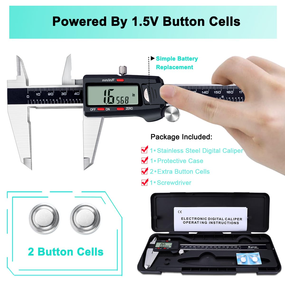 Kynup Digital Caliper 150mm, 6 inch Digital Vernier Caliper with LCD Screen