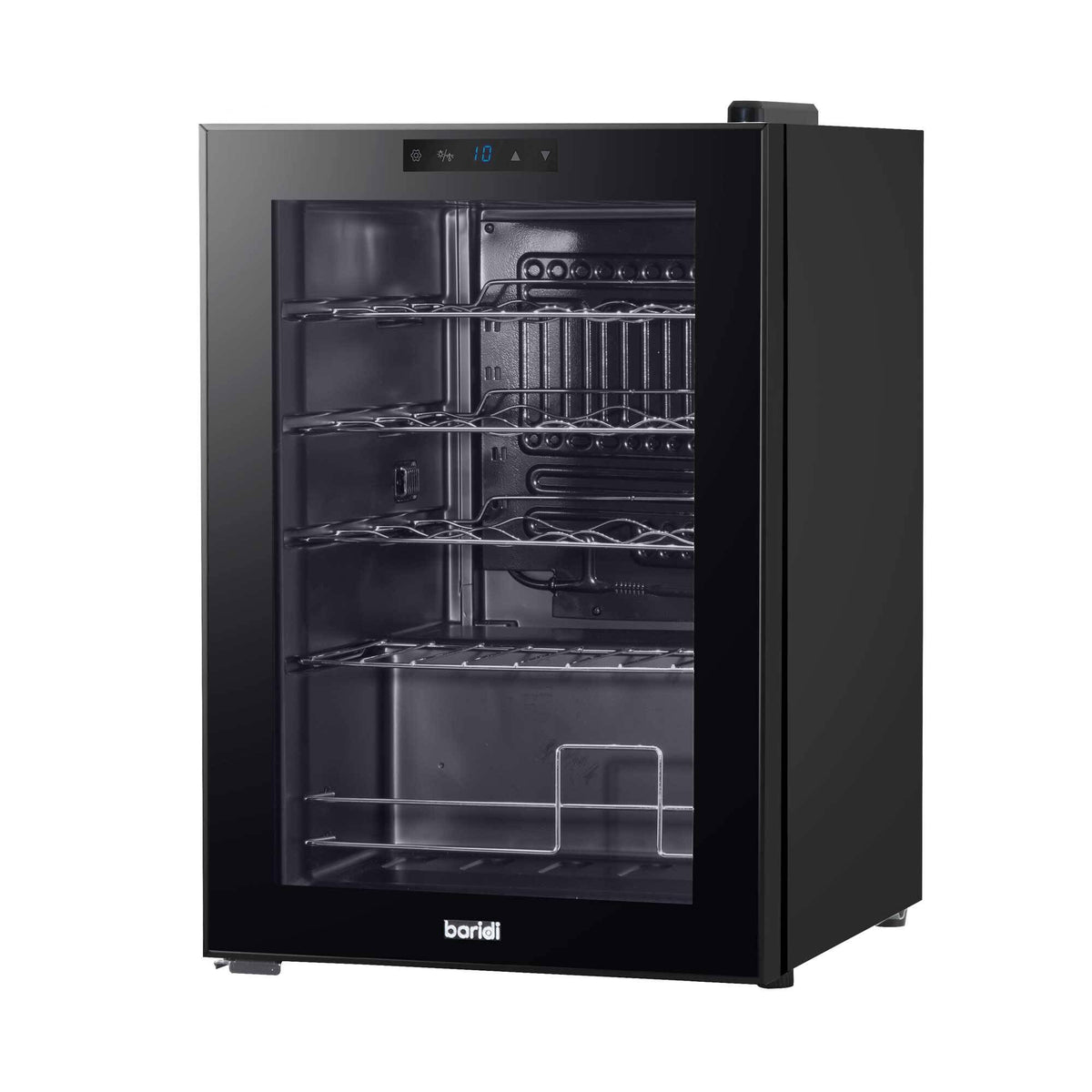 Dellonda Baridi 12 Bottle Wine Fridge with Digital Touch Screen Controls, Metal Shelves & LED Light, Black - DH73