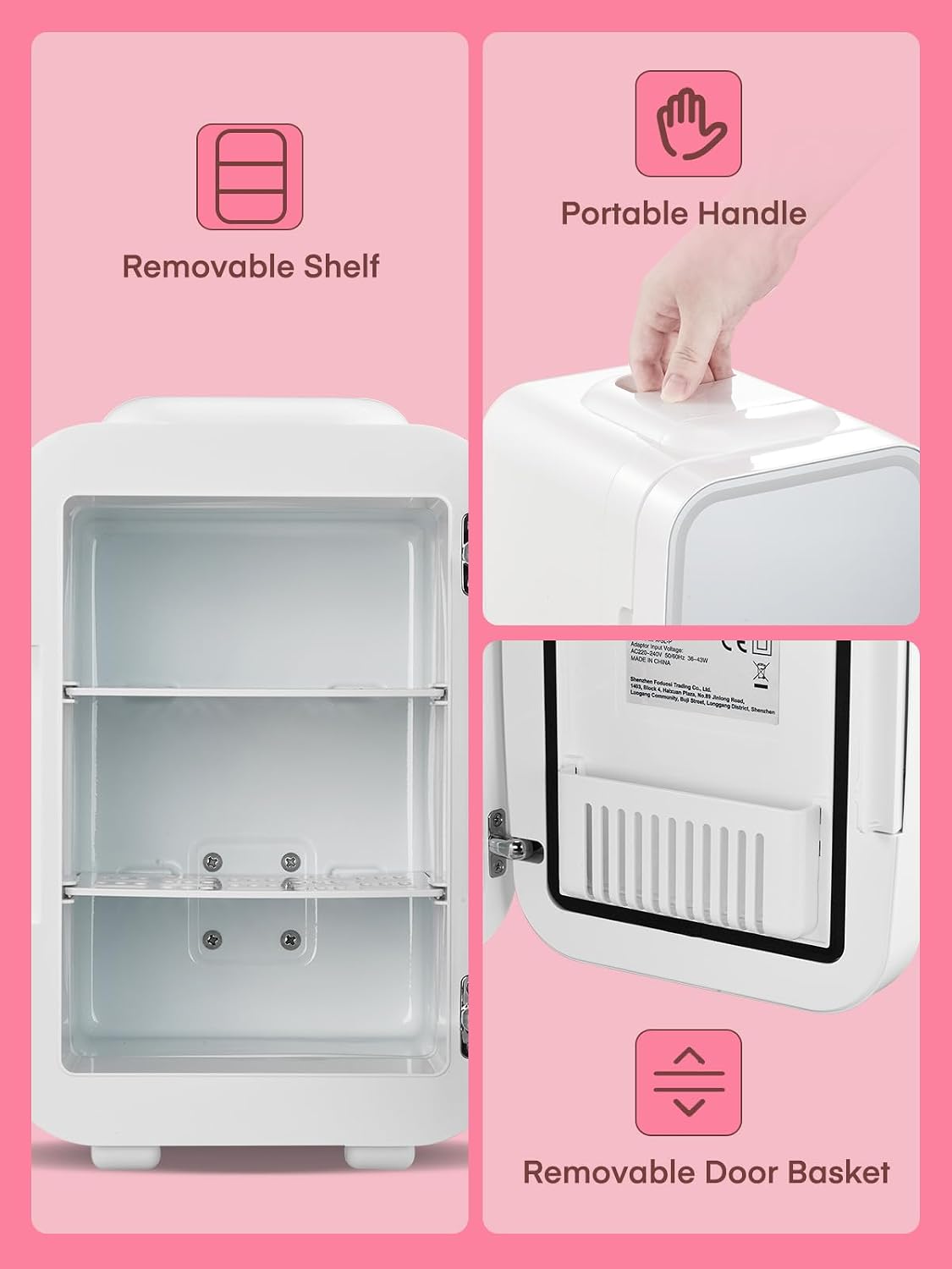 FOHERE Mini Fridge for Bedrooms, 5L/6 Can Portable Skincare Fridge