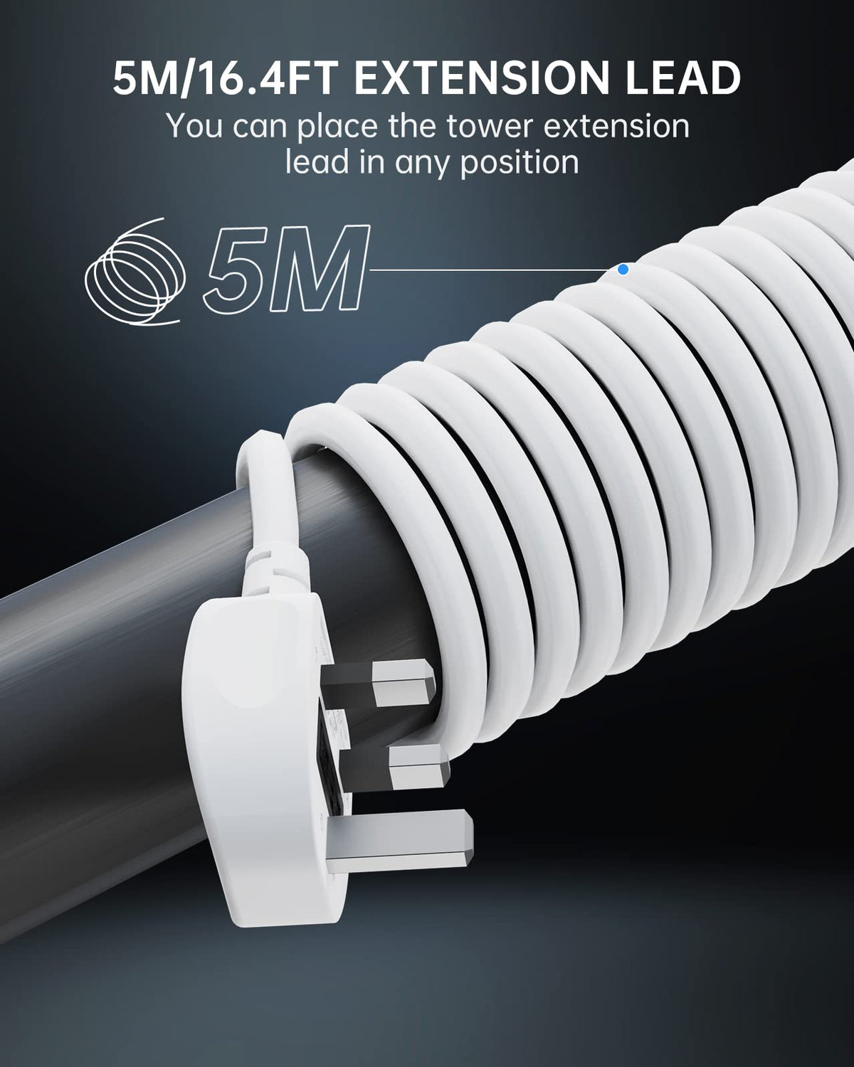 Tower Extension Lead 3M, Extension Cable with USB Ports