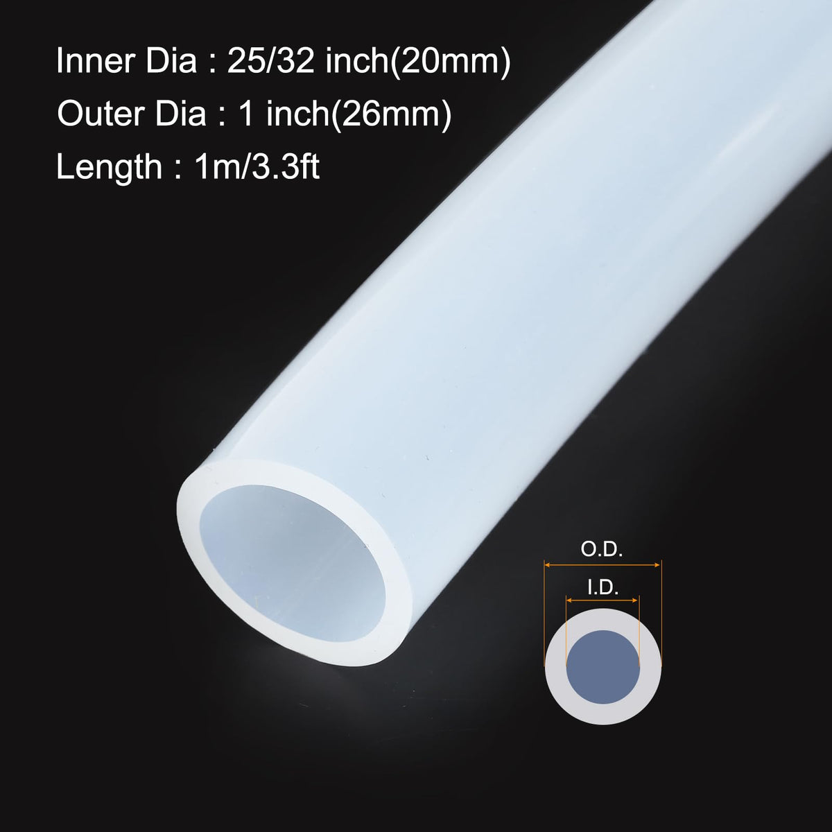 3.3ft Silicone Tubing 4mm ID 6mm OD Clear Industrial Plastic Tubing Pure Silicone Hoses for Pump Siphoning Draining Irrigation Brewing, 1/4"