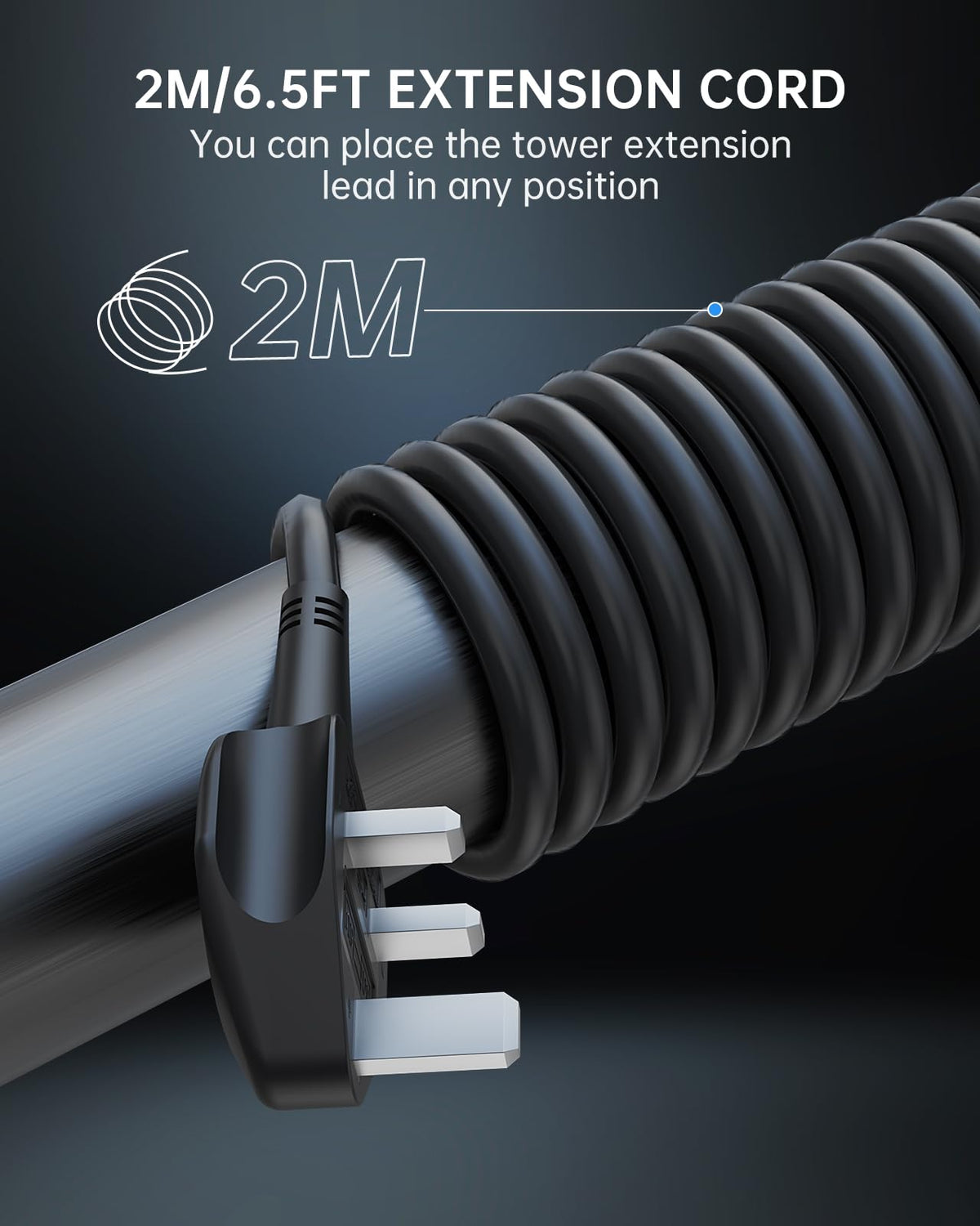 Tower Extension Lead 3M, 8 AC Outlets and 4 USB Ports Extension Tower