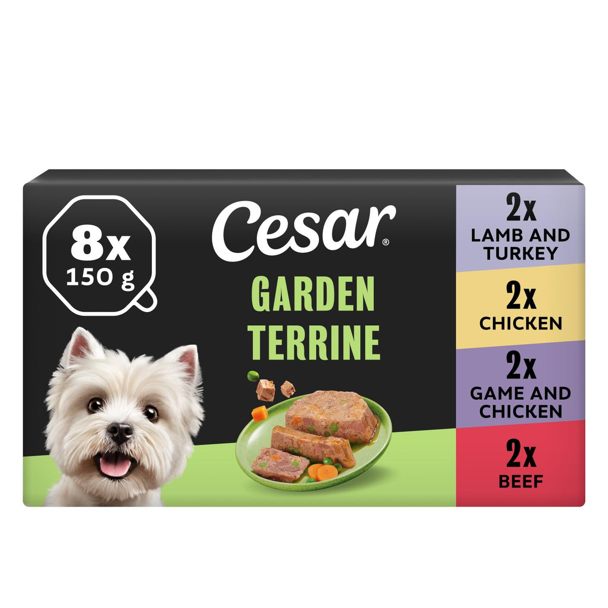 CESAR Pouch Selection in Jelly, Fresh Adult Wet Dog Food Pouches in Delicious Jelly with Succulent Meats and Vegetables, 48 x 100 g