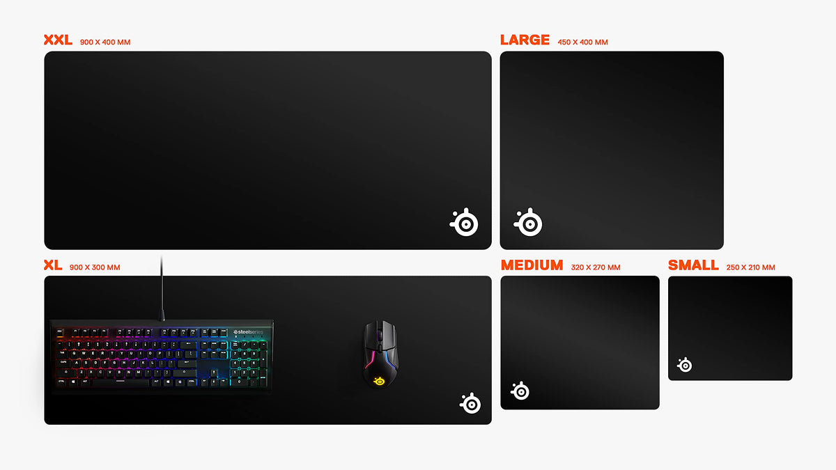 SteelSeries QcK Edge Cloth Gaming Mouse Pad - Never-fray Stitched Edges - Optimized For Gaming Sensors - Size L (450 x 400 x 2mm) - Black
