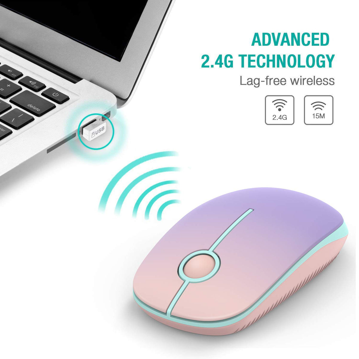 Seenda Wireless Mouse, Silent with 2.4G USB Receiver, Black