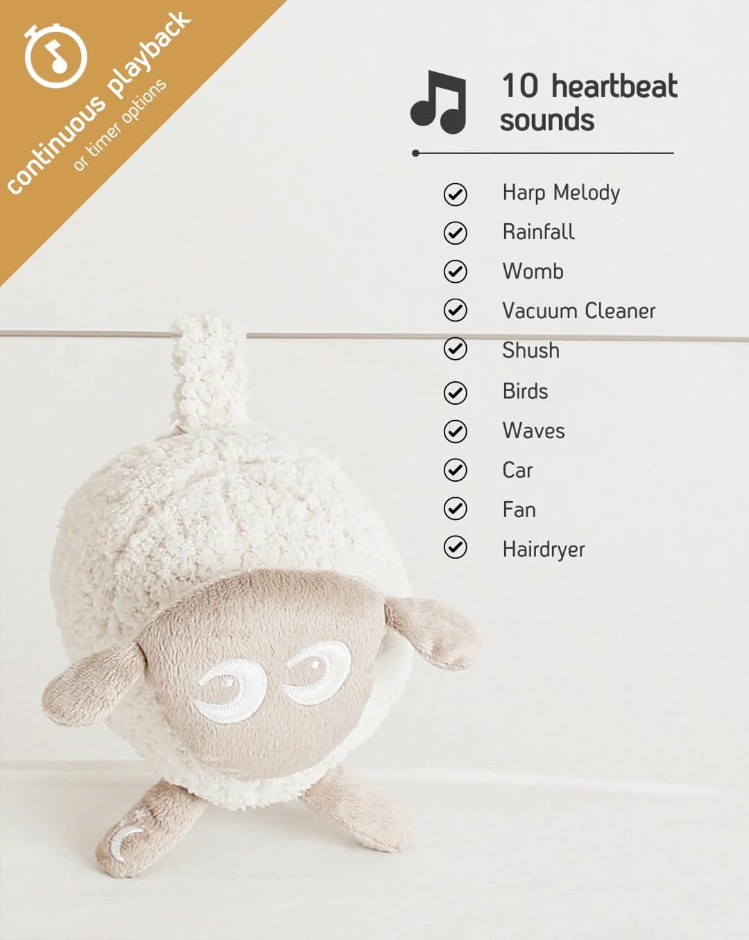 Sweet Dreamers, Rechargeable Ewan Deluxe, Grey | Baby & Infant Sleep Aid Gift | Cry Sensor & Nightlight | 10 Soothing White & Pink Noise Sounds | Continuous or Timer Playback | Machine Washable